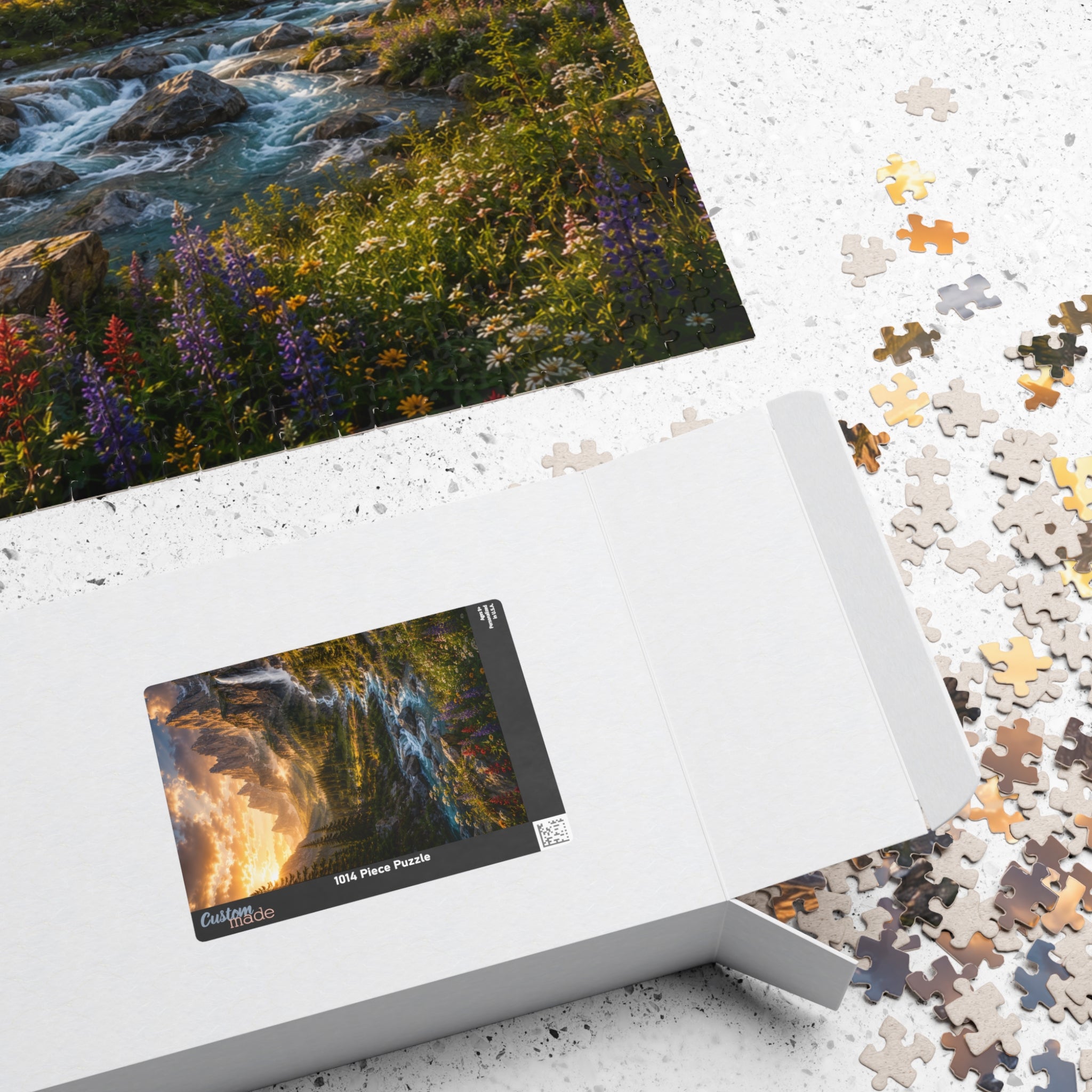 Mountain Valley Waterfall Jigsaw Puzzle — Scenic Nature Landscape Puzzle (110/252/520/1014 pcs)