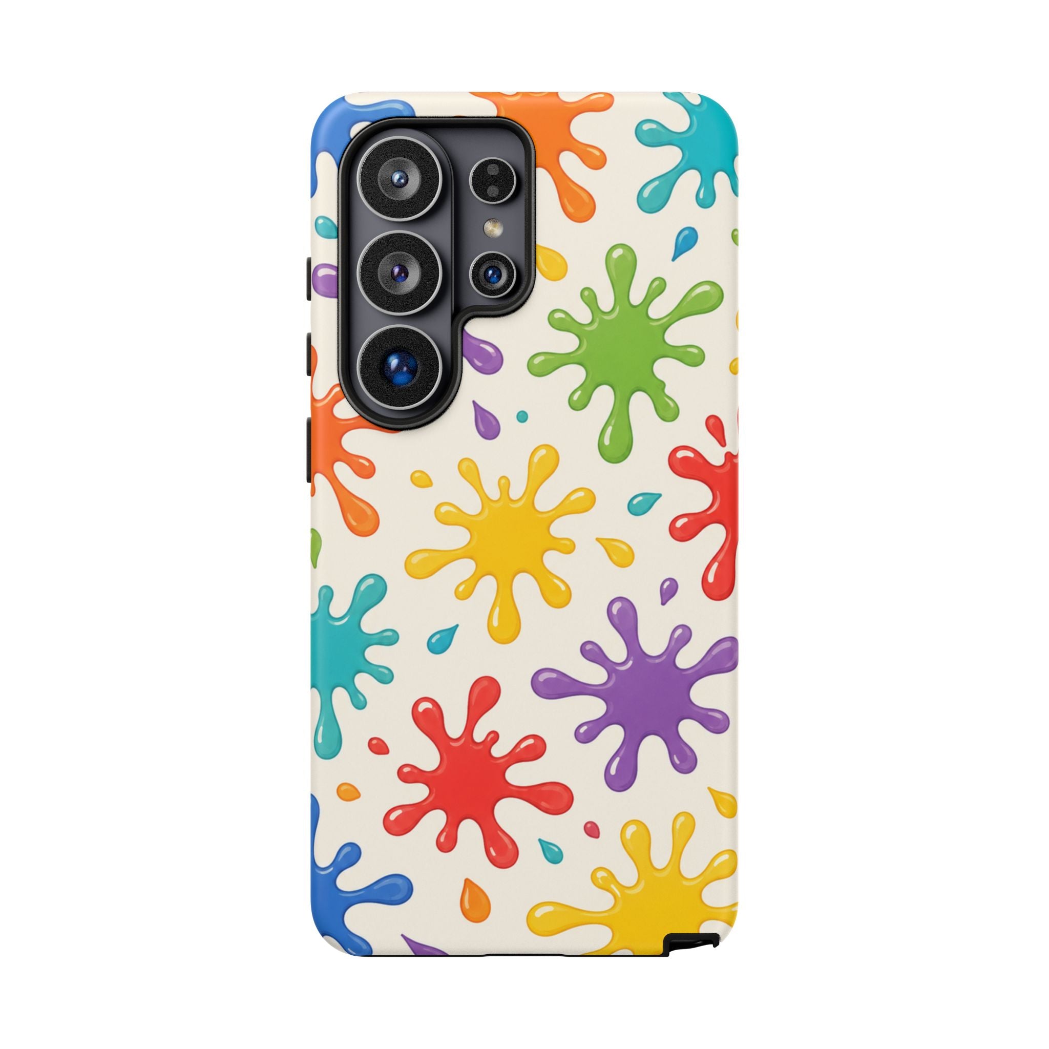 Colorful Paint Splat Phone Case — Protective Tough Case with Bright Rainbow Splatter Design