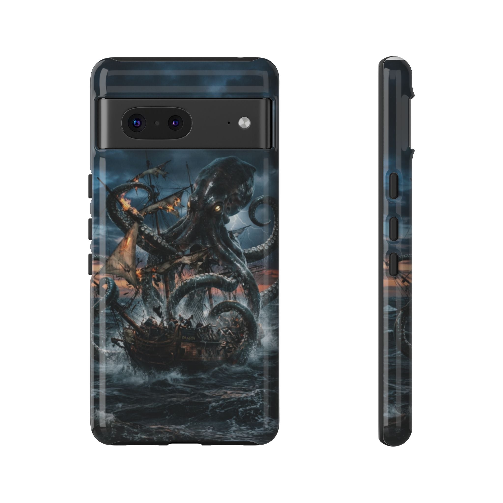 Kraken Sea Battle Phone Case — Ocean Monster Shipwreck Design