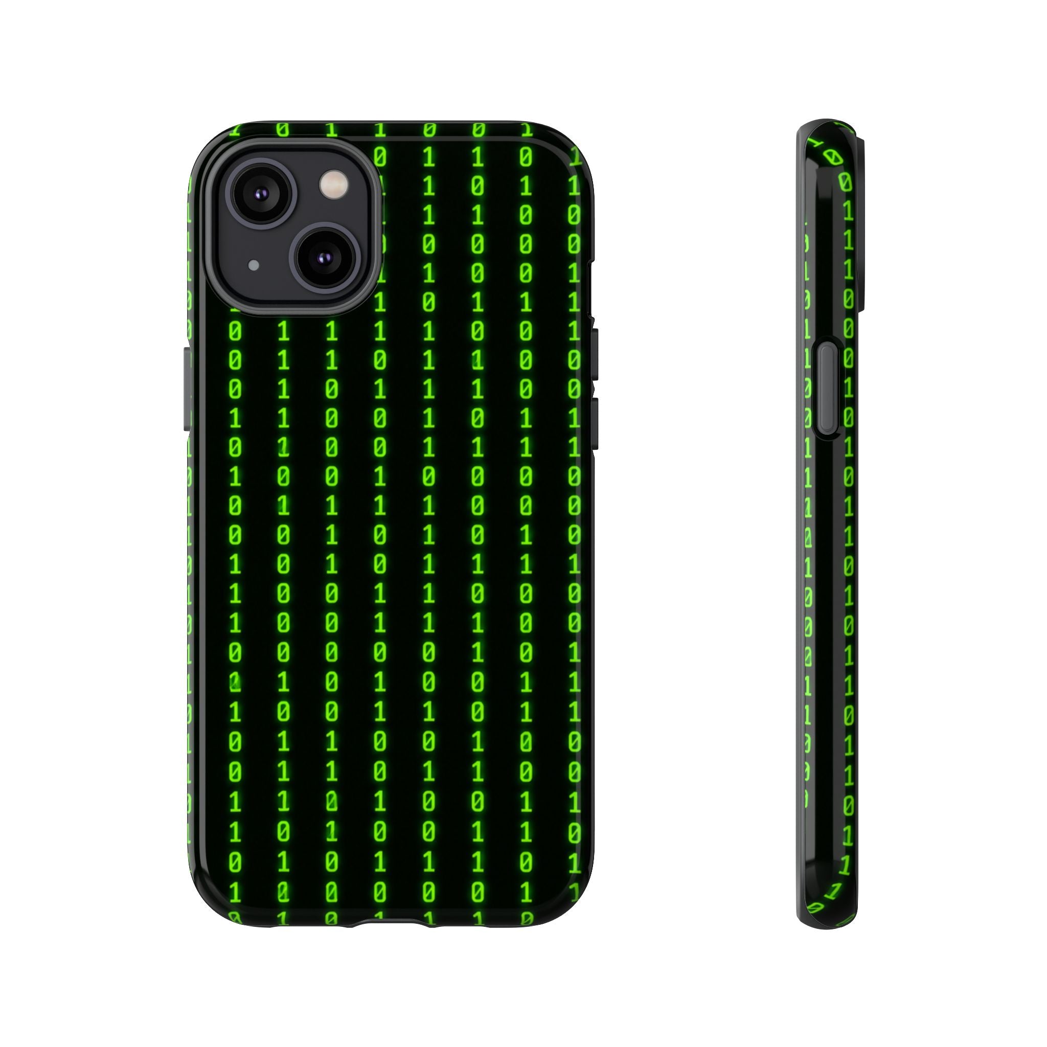 Coder Phone Case — Matrix Binary Code Green on Black Tough Case