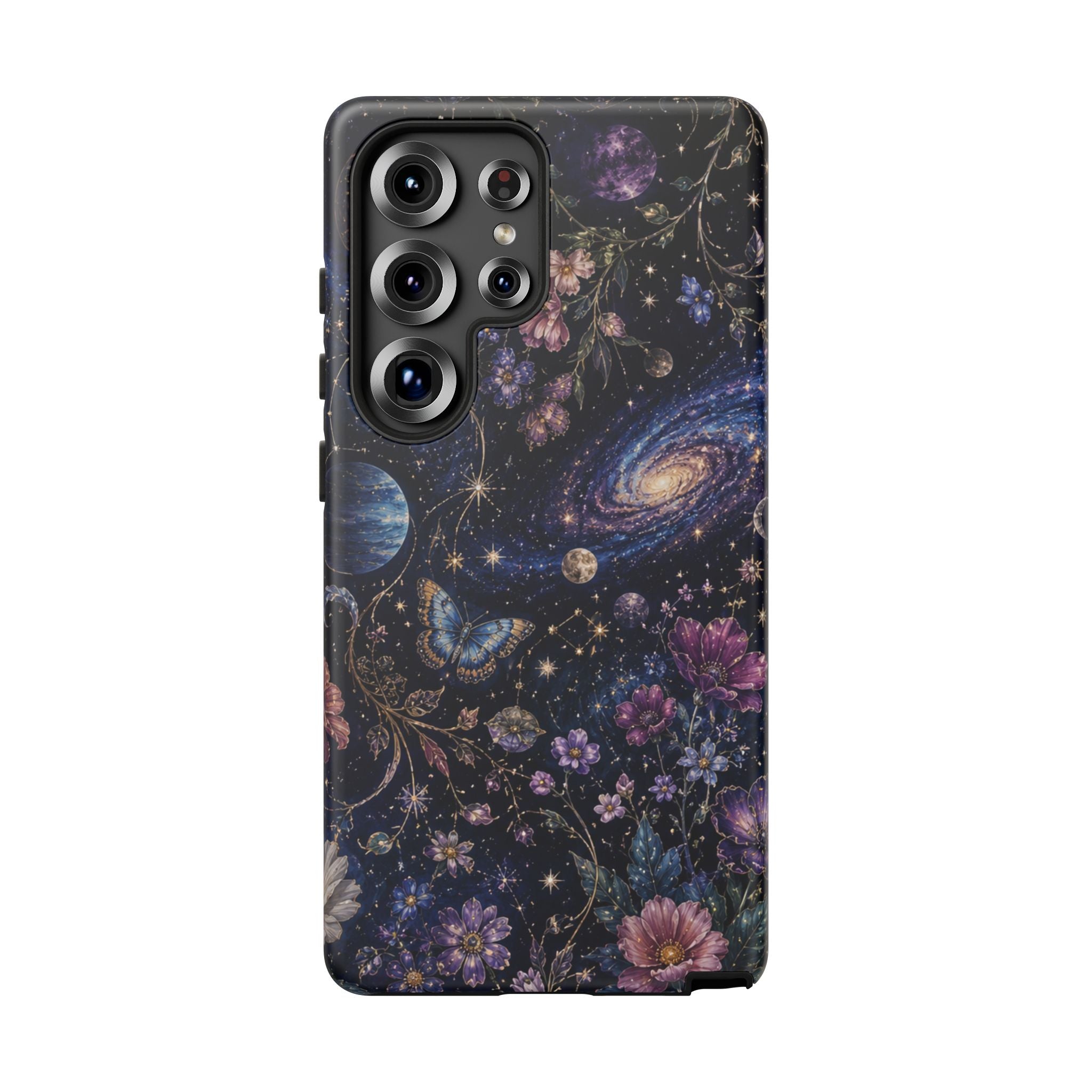 Cosmic Garden Tough Phone Case — Floral Galaxy Phone Protective Cover