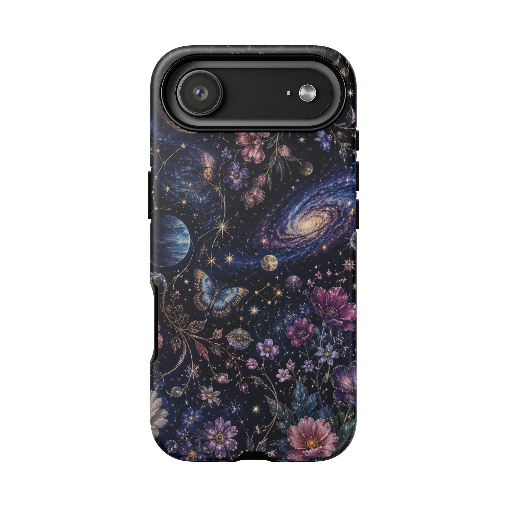 Cosmic Garden Tough Phone Case — Floral Galaxy Phone Protective Cover