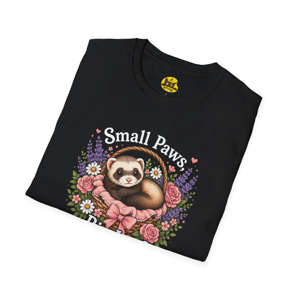 Small Paws Big Love T-Shirt — Cute Ferret Floral Tee