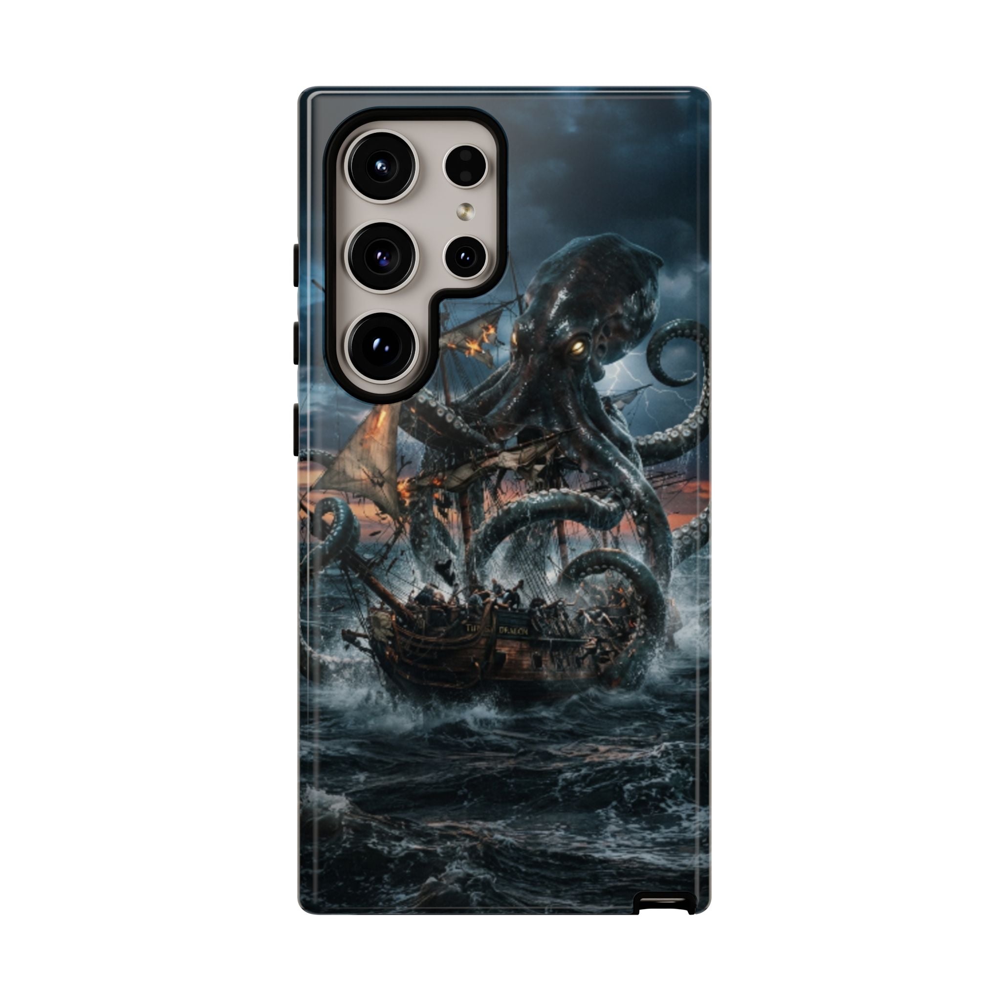 Kraken Sea Battle Phone Case — Ocean Monster Shipwreck Design