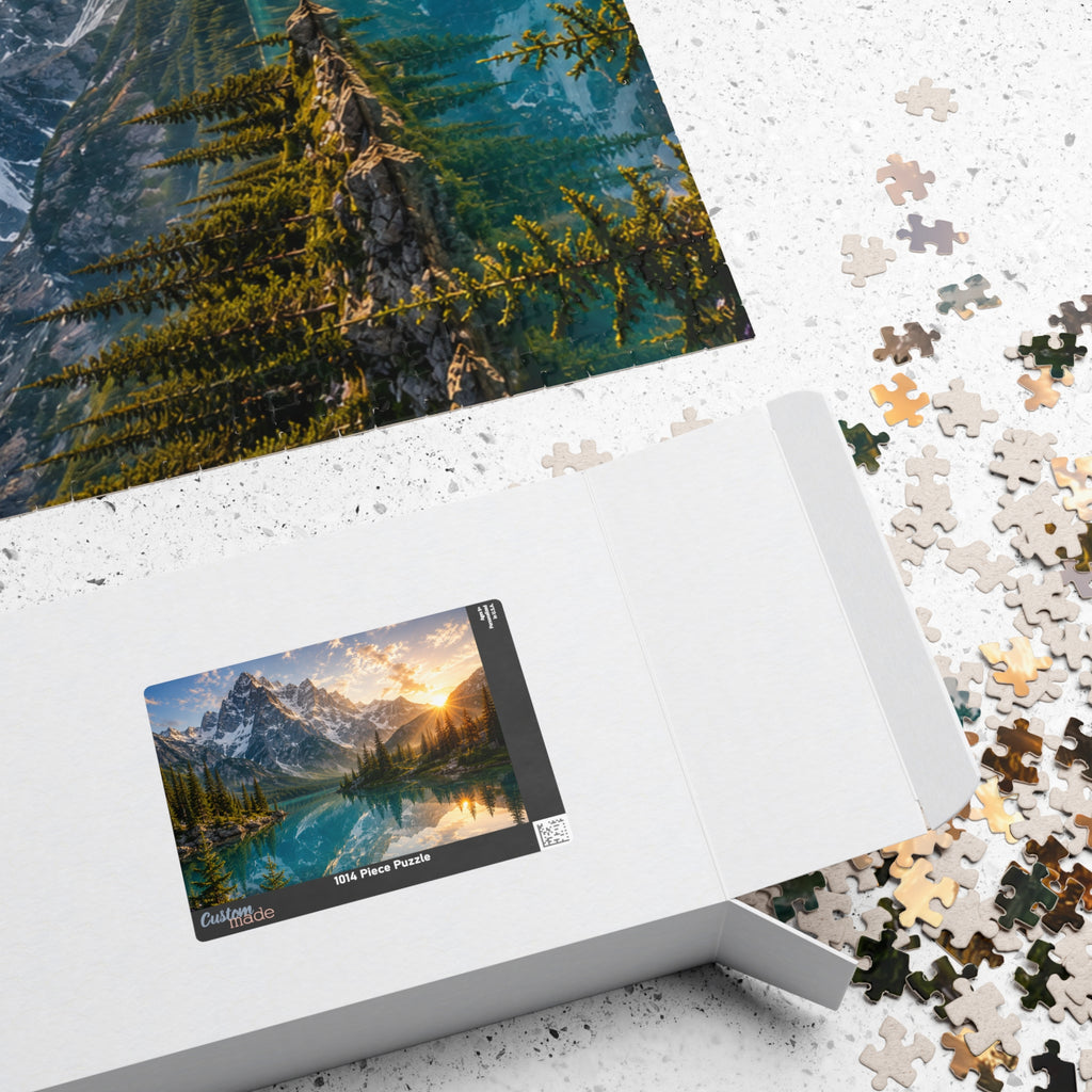 Mountain Lake Sunset Puzzle — Scenic Nature Jigsaw (110–1014 pcs)
