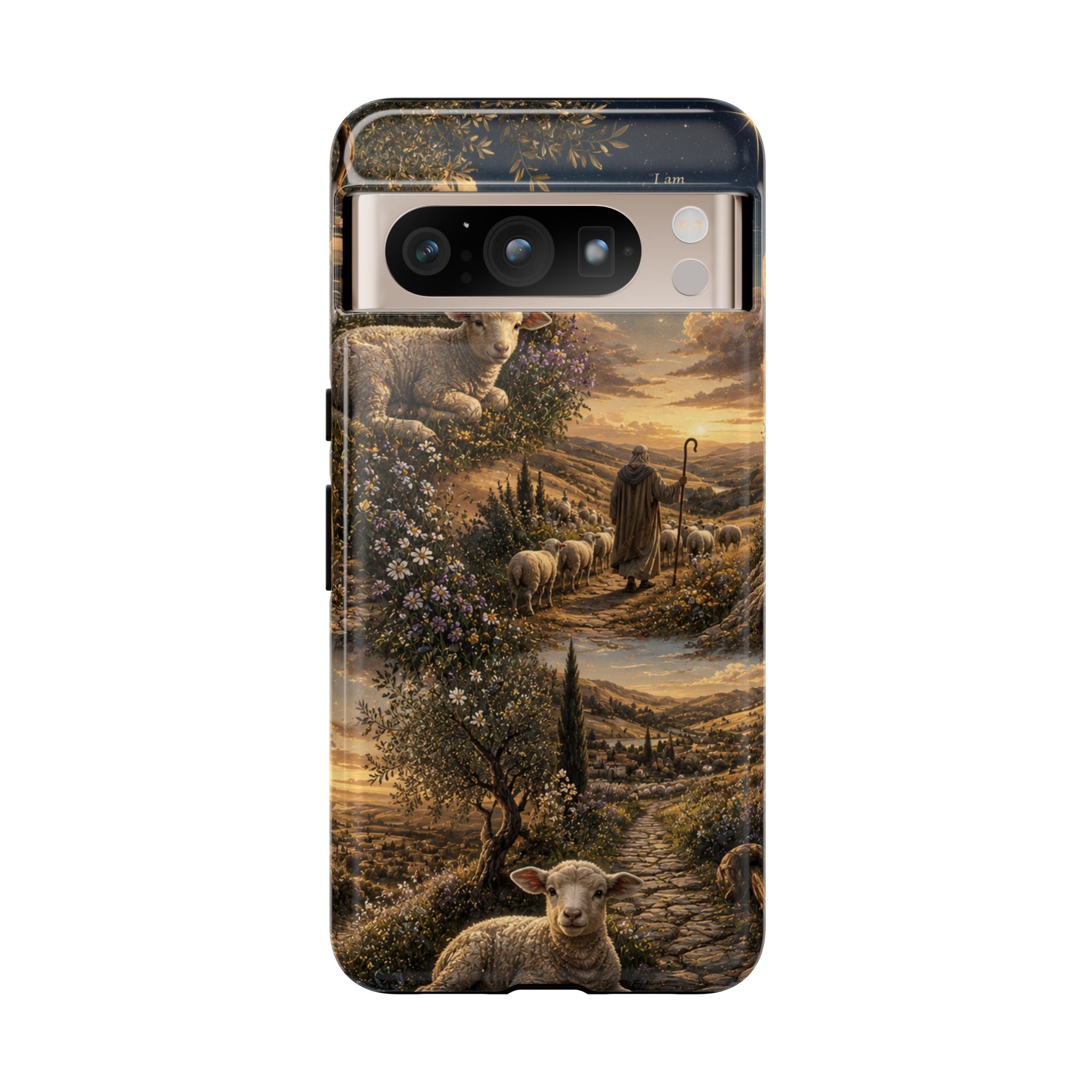 Tough Phone Case — Shepherd & Lamb Scenic Christian Scripture Design ("The good shepherd...")