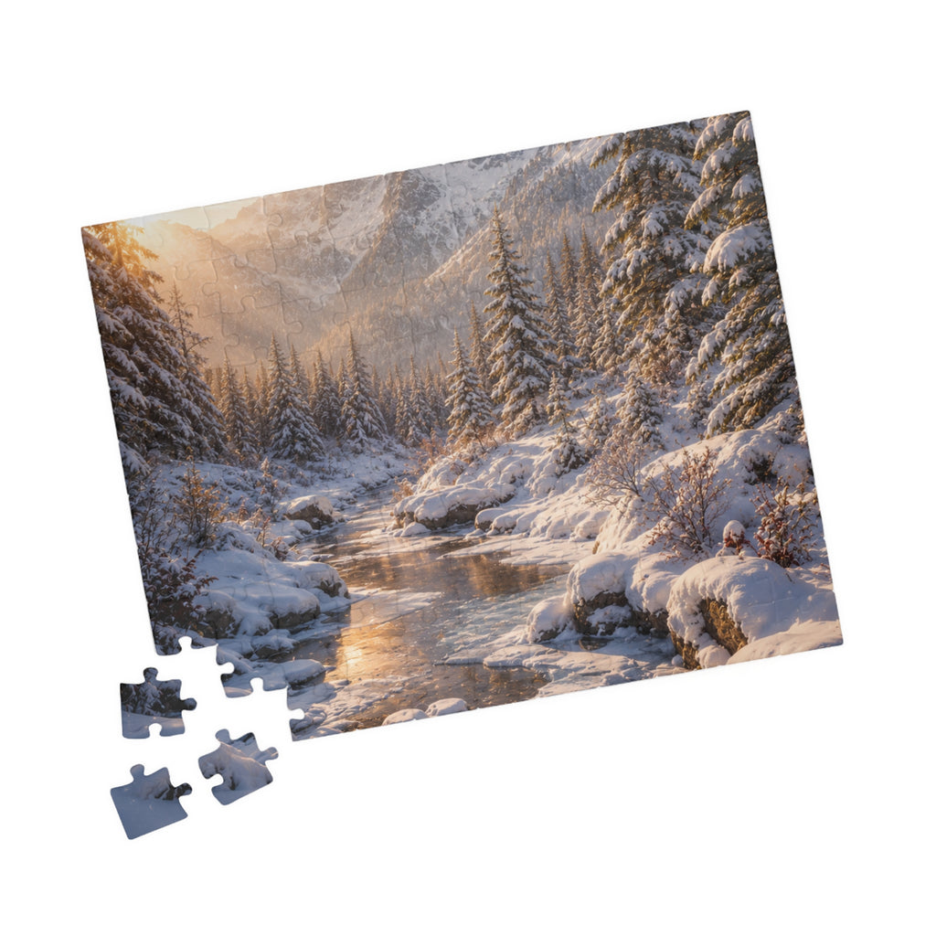 Winter Mountain River Puzzle — Scenic Snowy Landscape Jigsaw (110/252/520/1014 pcs)